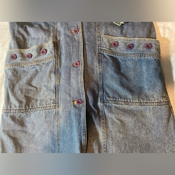 Vintage 1990s Blue Creek Acid Wash Denim Full Length Jean Jacket Fall Outerwear - Picture 6 of 12
